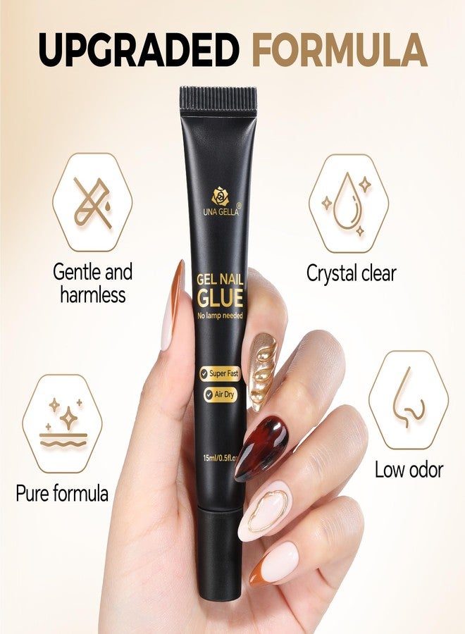 UNA GELLA Gel Nail Glue, 15ml*2pcs No U V/Lamp Needed Nail Gel Glue, Quick Air Drying Semi Solid Nail Glue GEL, Super Strong NAIL G LUE For Acrylic False Nails Tips Press Ons Extension DIY Kit - Image 4